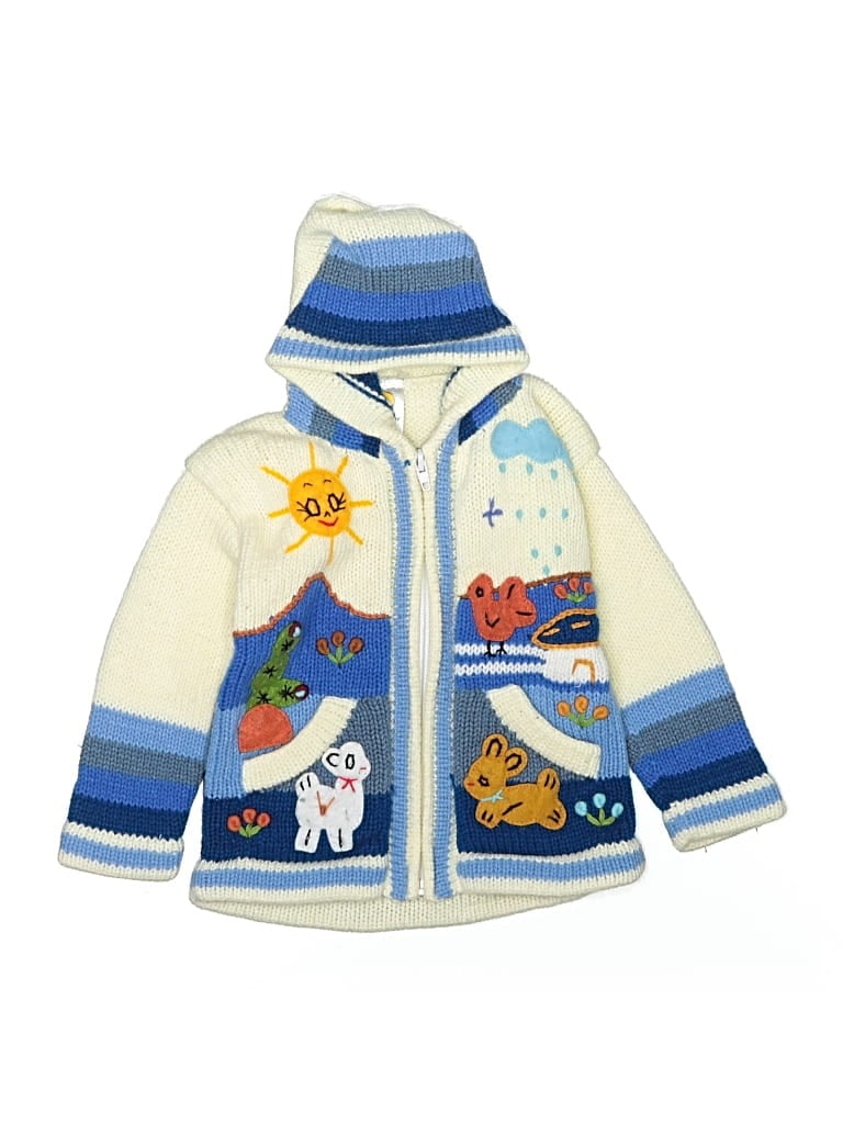 Pre-owned Assorted Brands Kids' Cardigan Sweater In White
