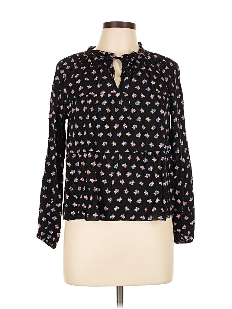 Pre-owned Gap Long Sleeve Blouse In Black
