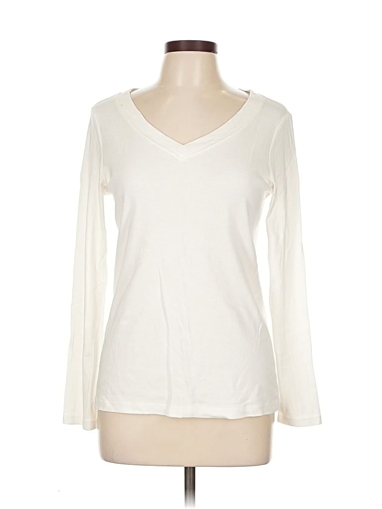 Pre-owned Ann Taylor Loft Long Sleeve T-shirt In White