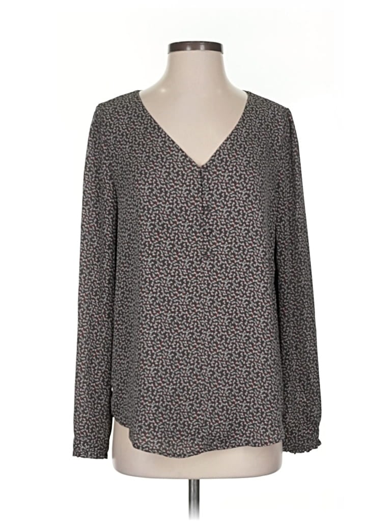 Pre-owned Ann Taylor Loft Long Sleeve Blouse In Gray