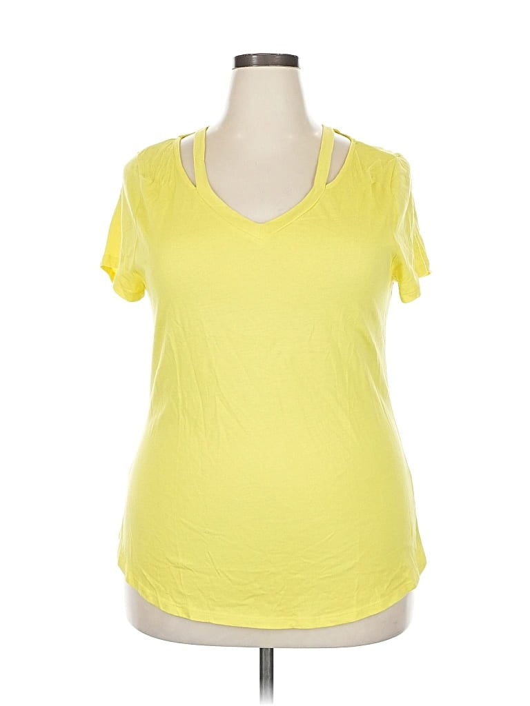 INC INTERNATIONAL CONCEPTS Pre-owned Short Sleeve Top Yellow Keyhole Neckline Tops