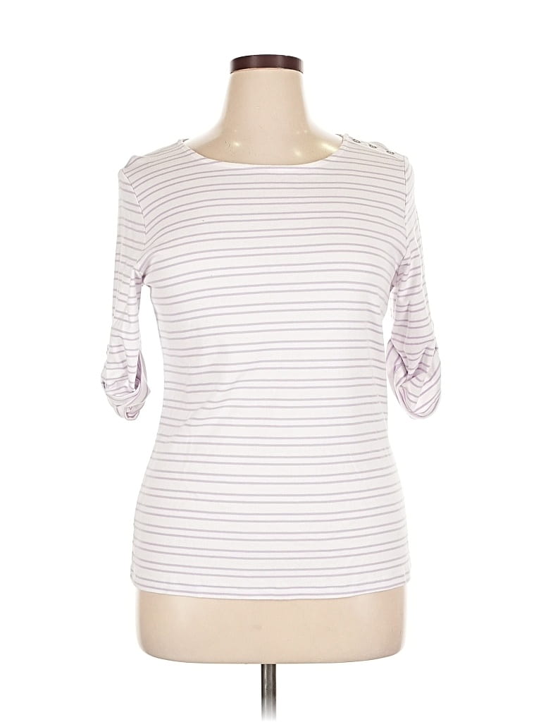 Pre-owned Christopher & Banks 3/4 Sleeve T-shirt In White