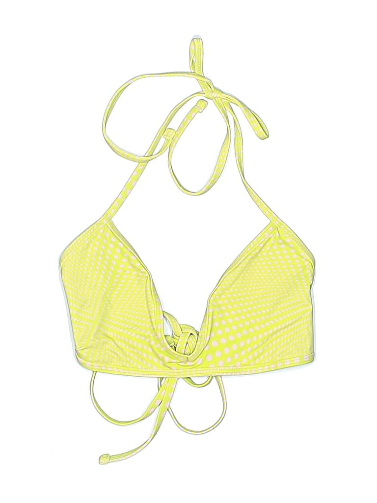 FRANKIES BIKINIS Pre-owned Swimsuit Top Yellow Polka Dots Pattern Swimwear