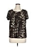 Style&Co 100% Polyester Animal Print Brown Short Sleeve Blouse Size 0X - photo 1