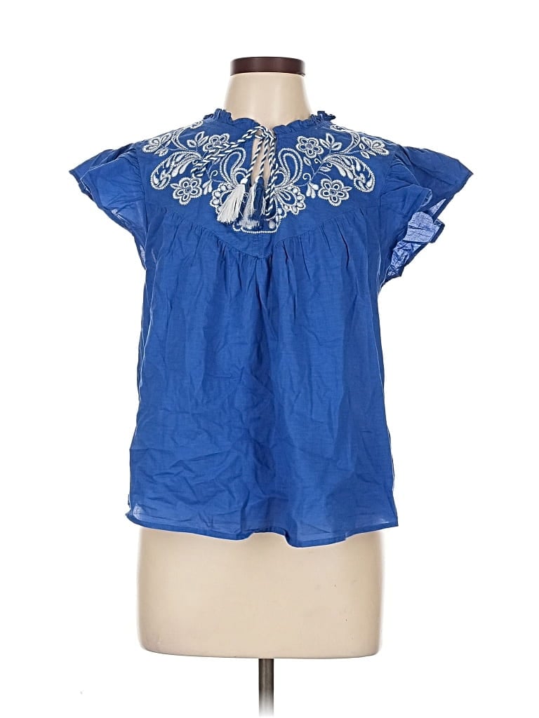 H&M Pre-owned Short Sleeve Blouse In Blue