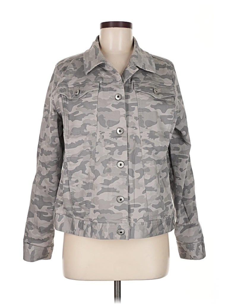 Pre-owned Belle By Kim Gravel Jacket In Gray