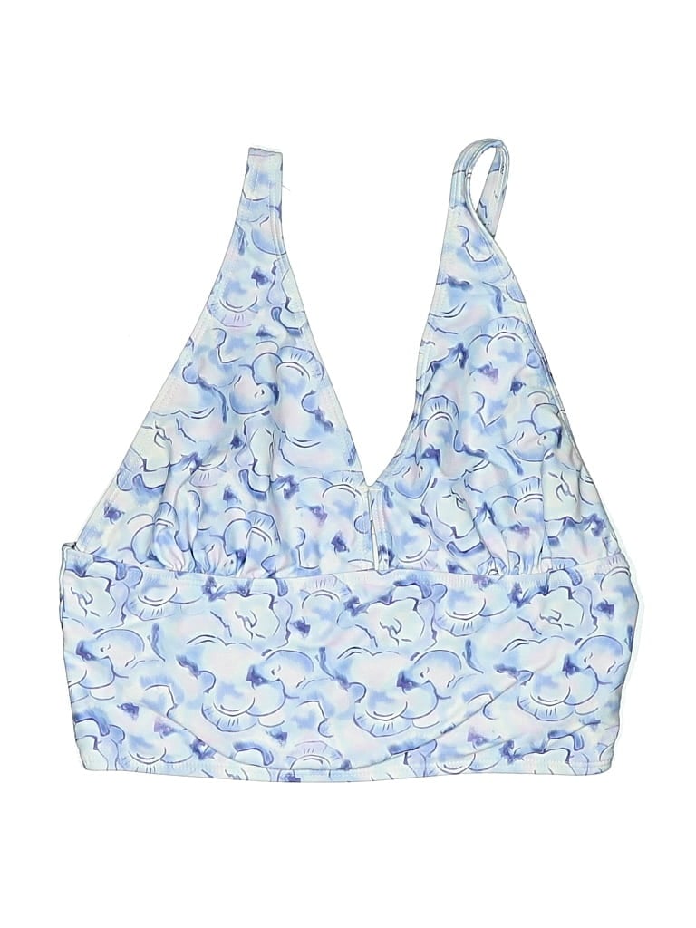 Pre-owned Assorted Brands Swimsuit Top Blue Print Pattern Swimwear