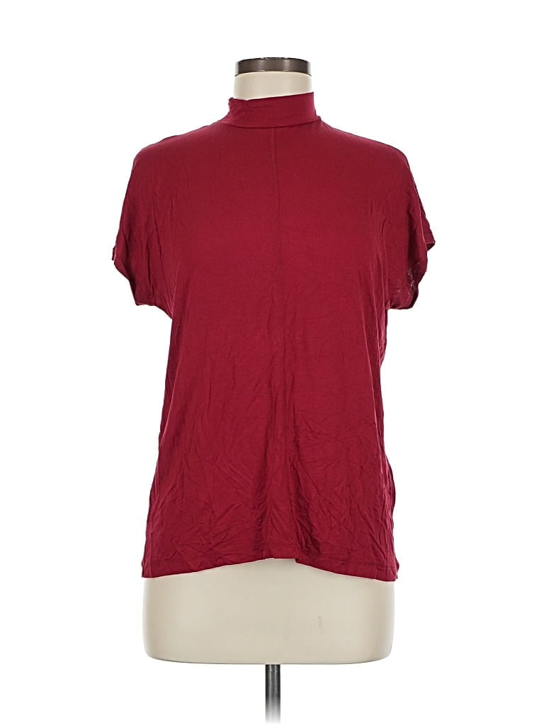 ZARA W&B COLLECTION Pre-owned Short Sleeve Turtleneck In Burgundy