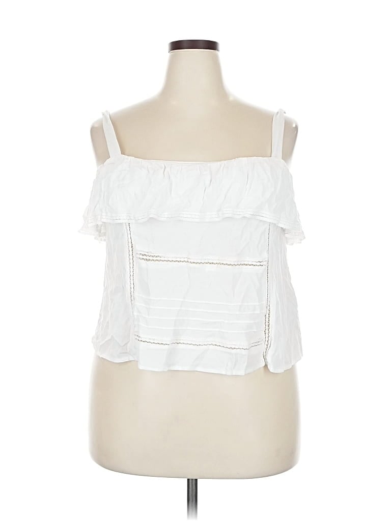 Pre-owned Forever 21 Plus Sleeveless Blouse In White