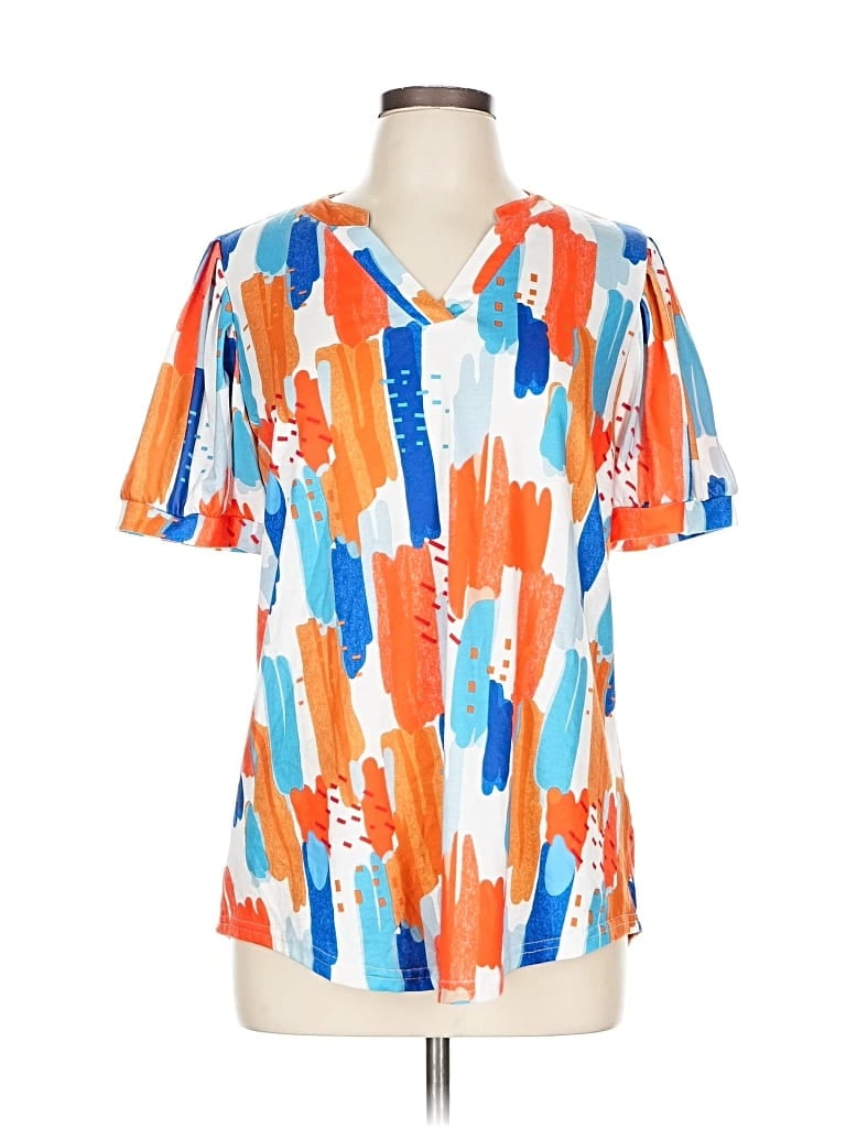 Pre-owned Ofeefan Short Sleeve Blouse In Orange