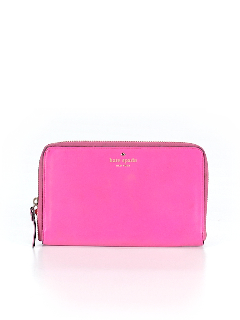 Kate Spade New York 100% Leather Solid Pink Leather Wallet One Size ...