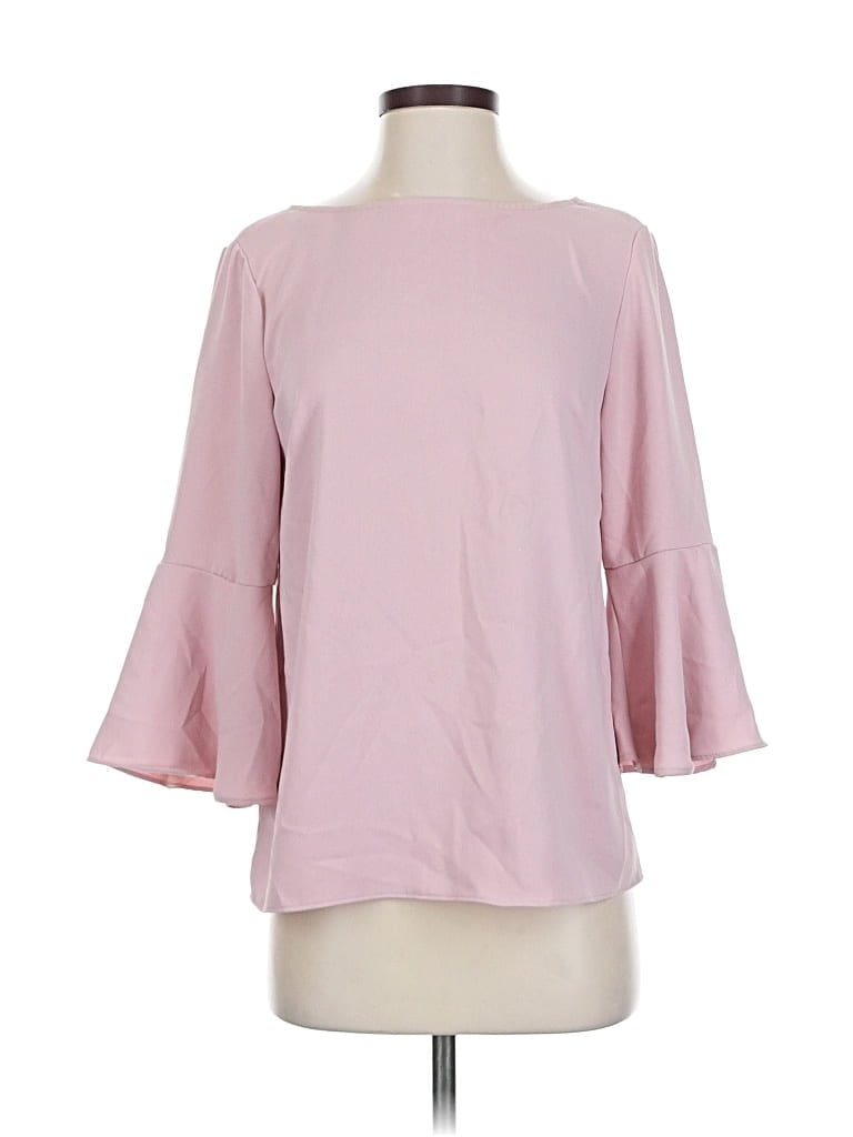 CATHERINE CATHERINE MALANDRINO Pre-owned 3/4 Sleeve Top Pink Boatneck Tops