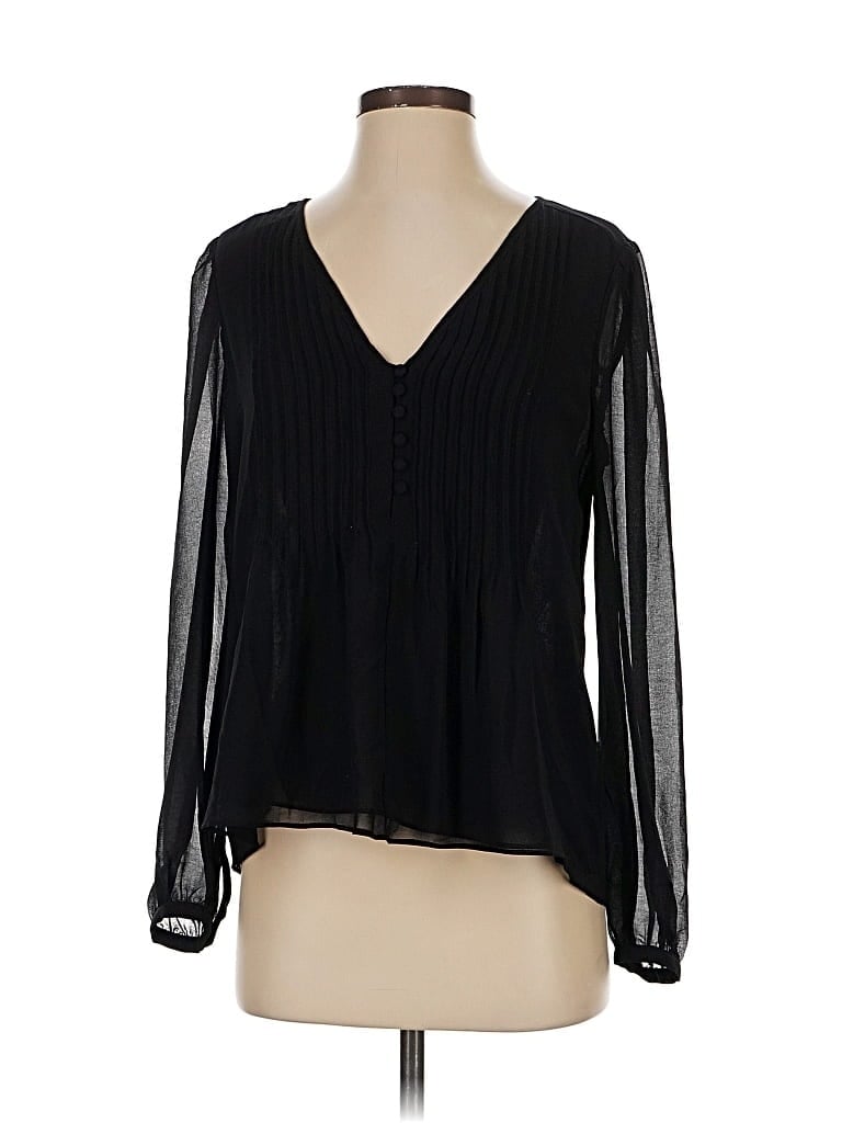 Pre-owned 1.state Long Sleeve Blouse In Black
