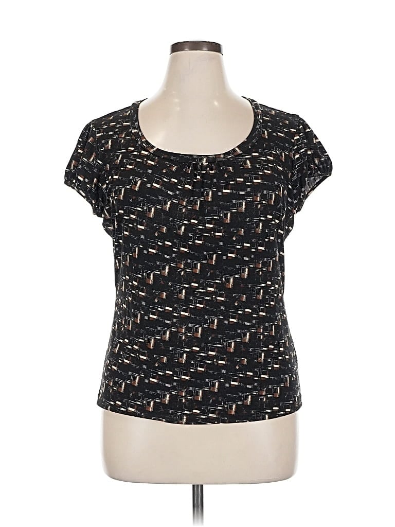 WORTHINGTON Pre-owned Short Sleeve Top Black Scoop Neck Tops