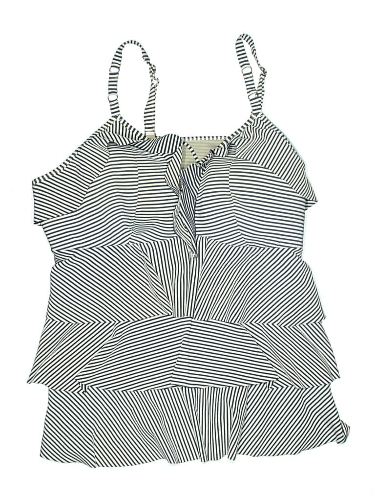 Pre-owned Swim By Cacique Swimsuit Top Gray Checkered/gingham Pattern Swimwear