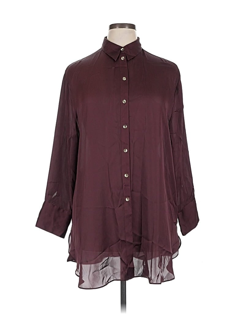 Pre-owned Cato 3/4 Sleeve Blouse In Burgundy