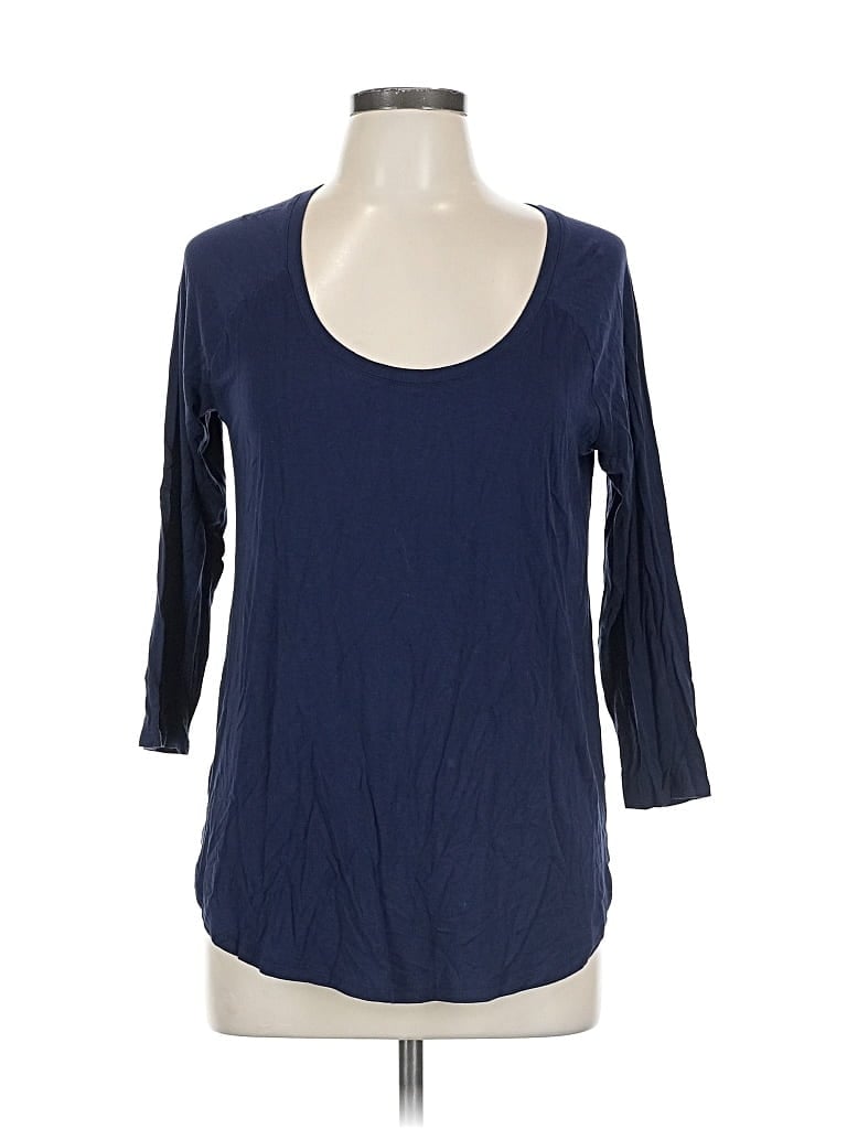 Pre-owned A.n.a. A New Approach 3/4 Sleeve Top Blue Scoop Neck Tops