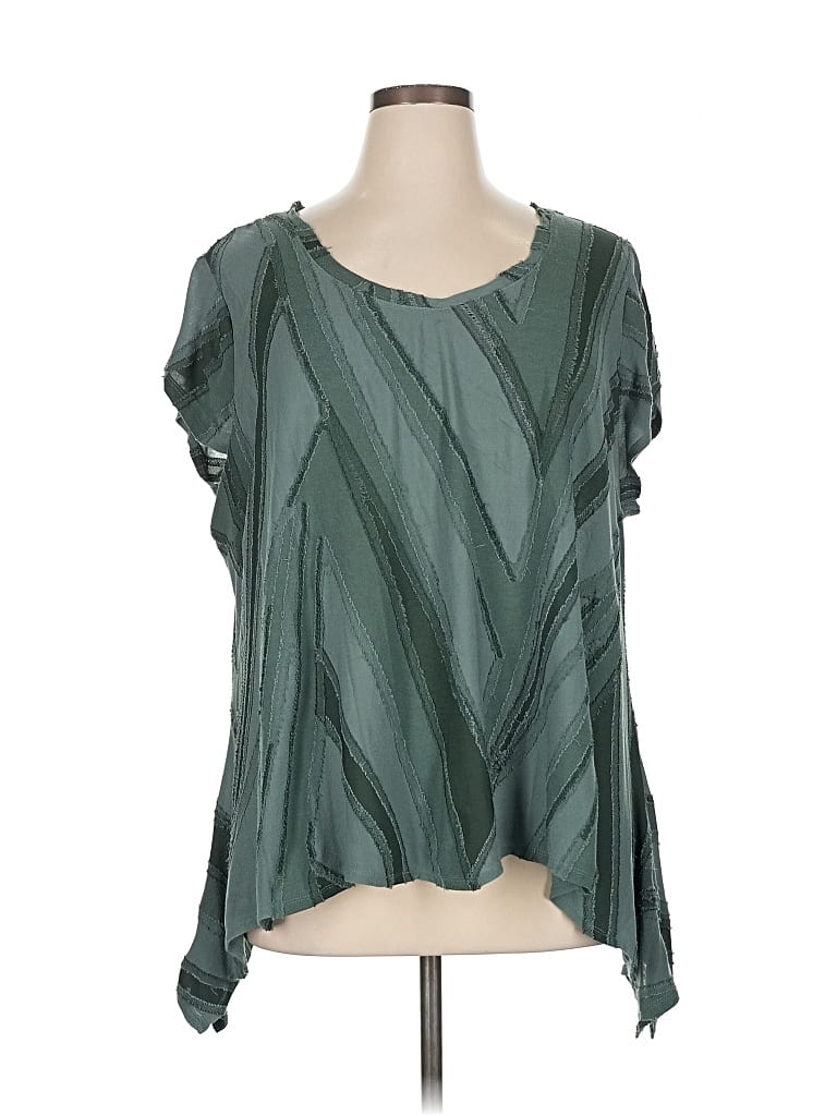 Pre-owned Simply Vera Vera Wang Short Sleeve Blouse In Green