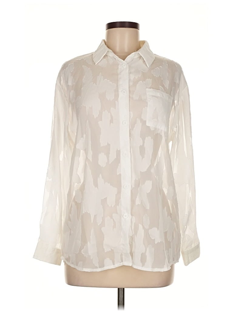 Pre-owned Unbranded Long Sleeve Blouse In White