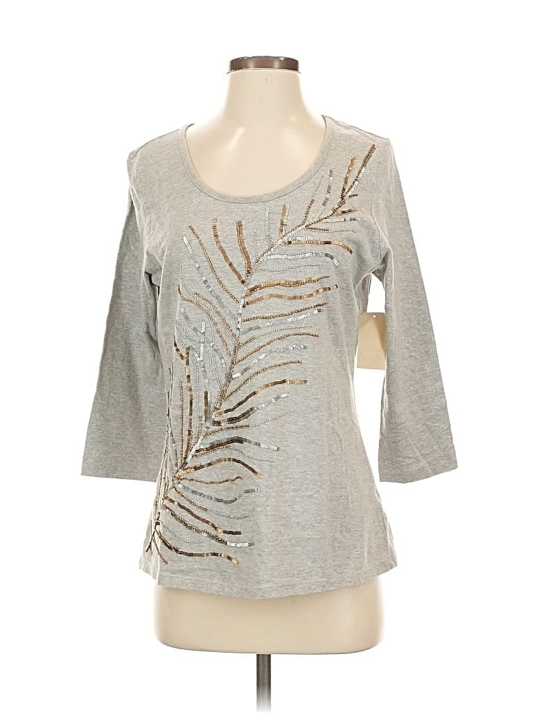 Coldwater Creek 3/4 Sleeve T-shirt In Silver