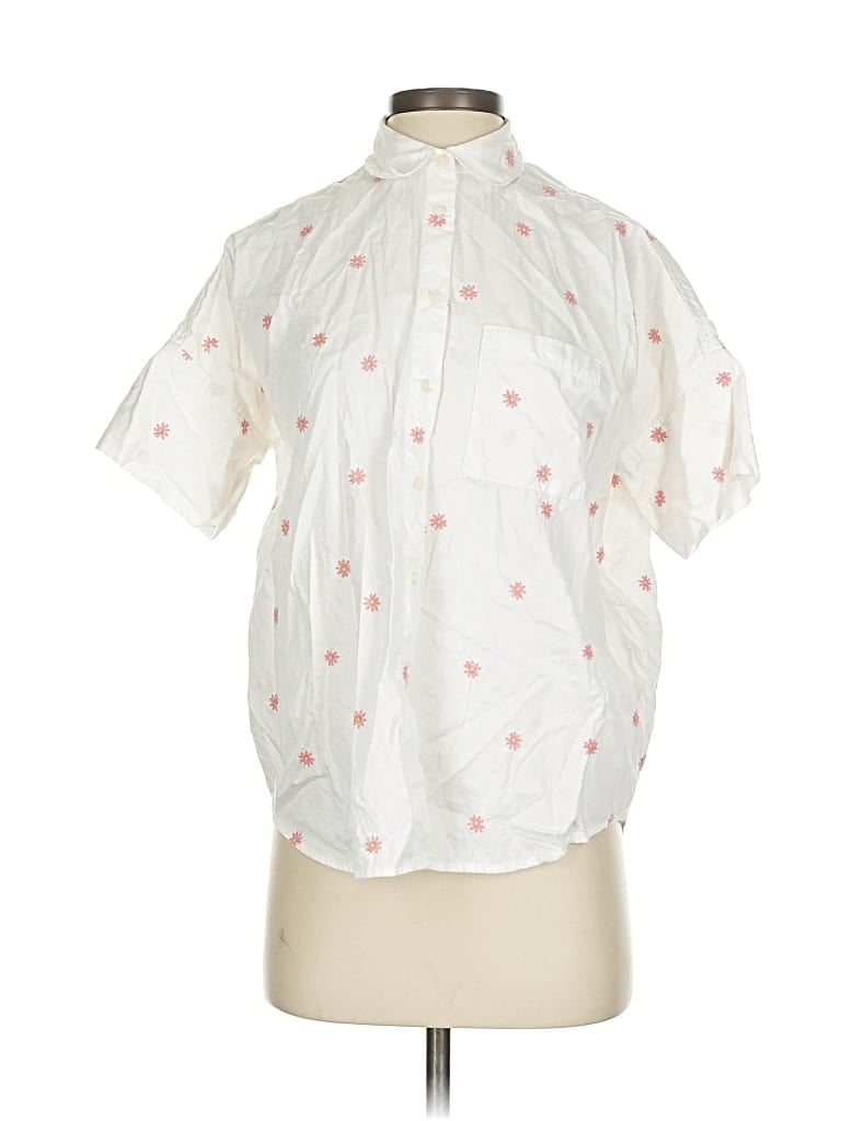 Pre-owned Madewell Short Sleeve Blouse In White