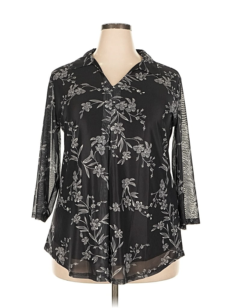 Pre-owned Assorted Brands 3/4 Sleeve Blouse In Black
