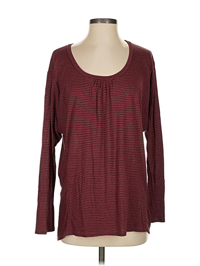 Pre-owned Ella Moss Long Sleeve Henley Shirt In Burgundy