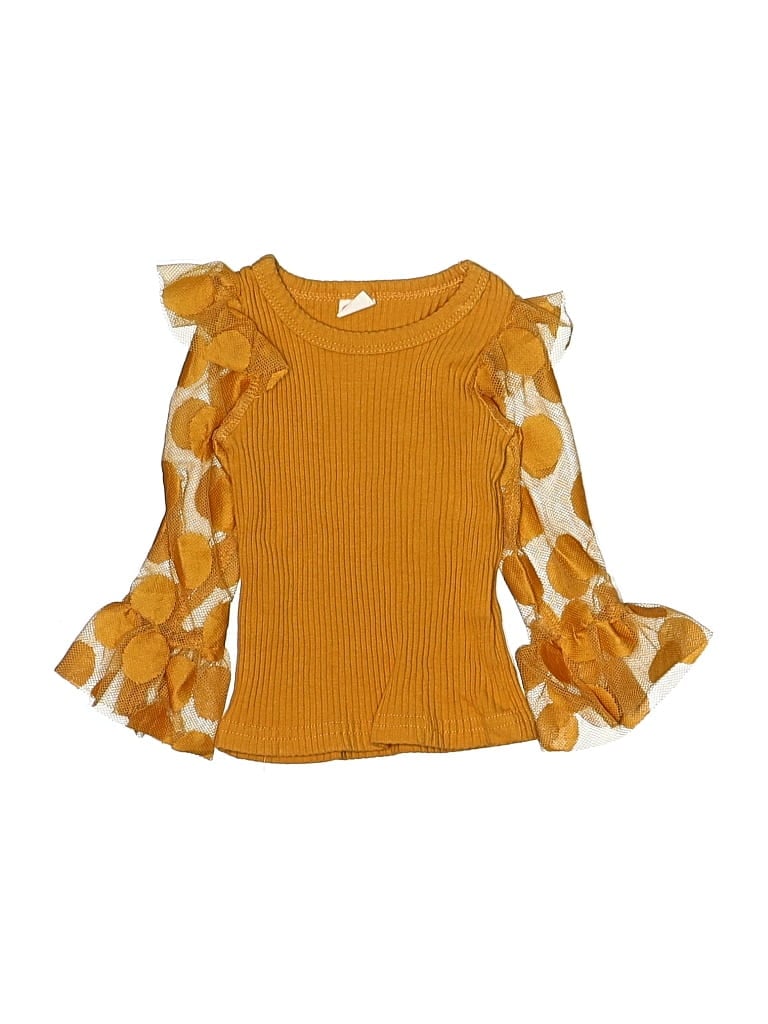 Pre-owned Unbranded Kids' Long Sleeve Blouse In Gold