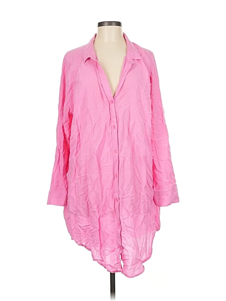 Pre-owned Gap Body Long Sleeve Button Down Shirt In Pink