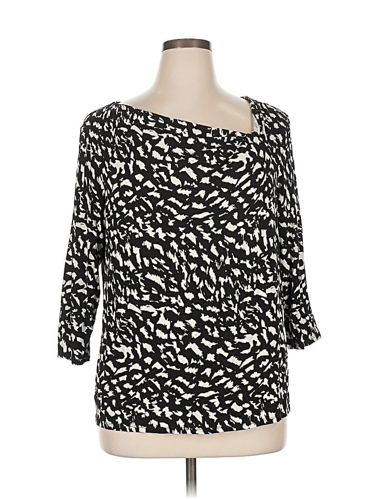DANA BUCHMAN Pre-owned 3/4 Sleeve Top Black Square Neckline Tops