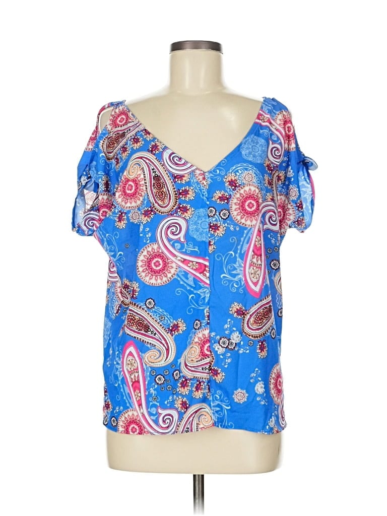 Milan Kiss Short Sleeve Blouse In Blue