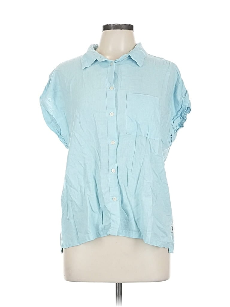Pre-owned Orvis Short Sleeve Blouse In Blue