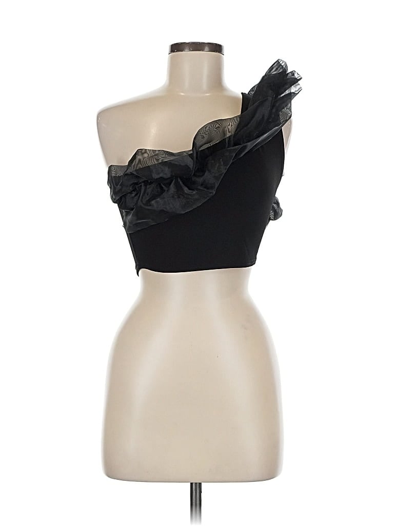 Pre-owned Nasty Gal Inc. Sleeveless Top Black One Shoulder Neckline Tops