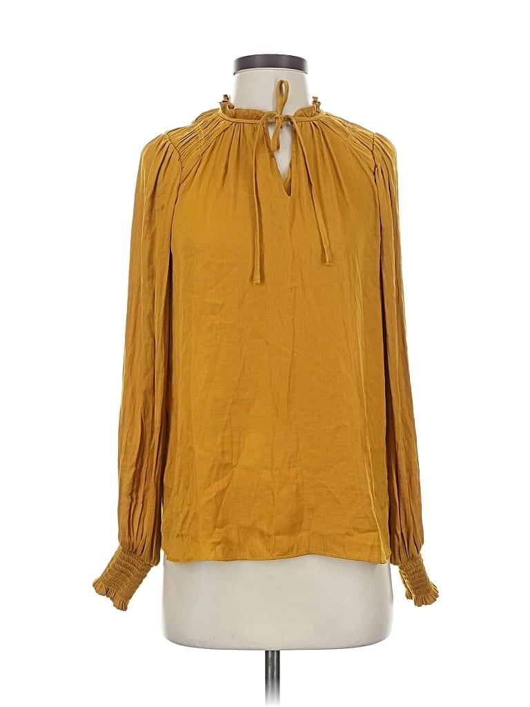 Pre-owned Maison D' Amelie Long Sleeve Blouse In Gold