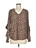 Context 100% Polyester Brown Long Sleeve Blouse Size M - photo 1