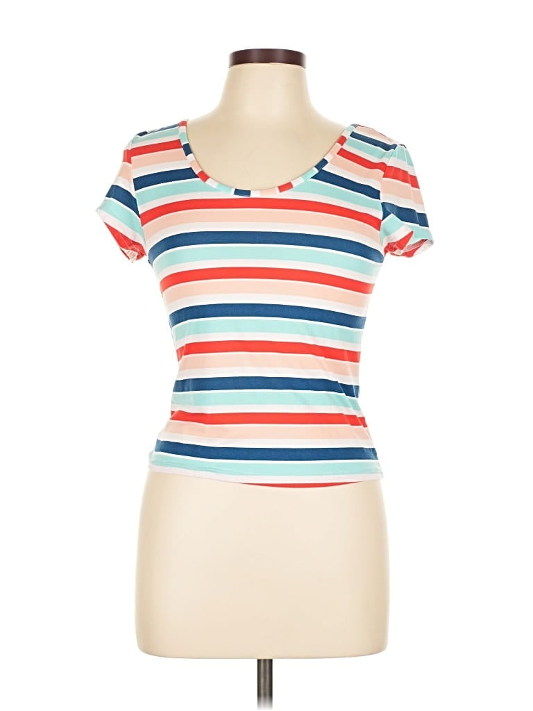 DEREK HEART Pre-owned Short Sleeve Top Orange Scoop Neck Tops