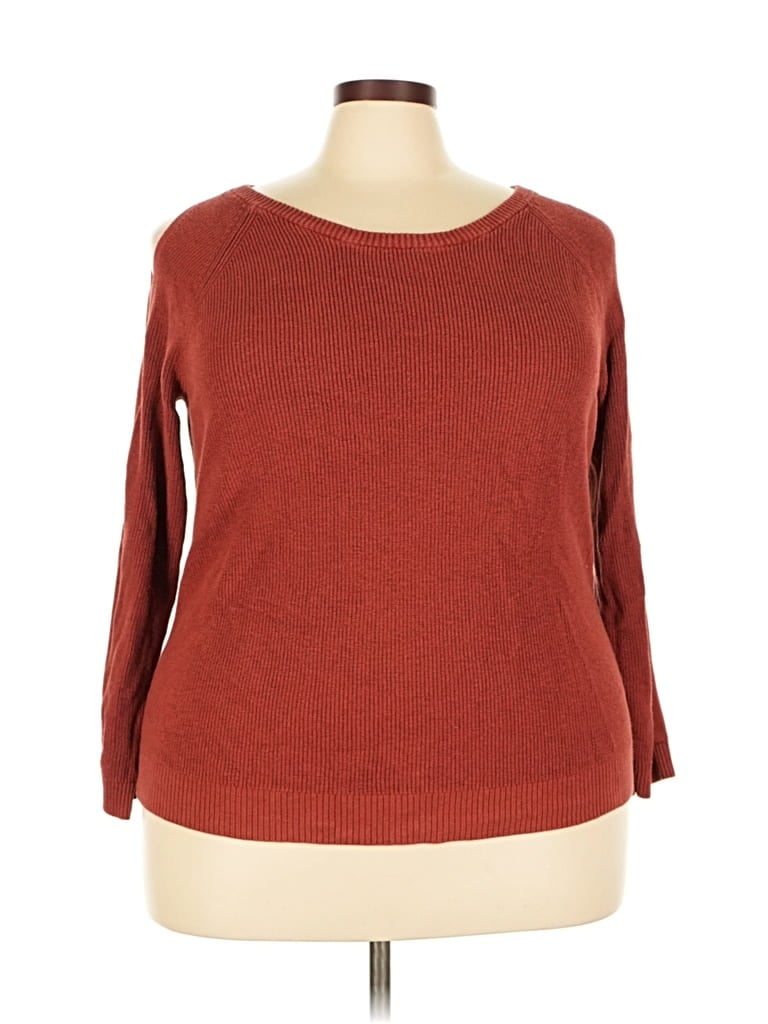 Pre-owned Torrid 3/4 Sleeve Top Burgundy Boatneck Tops
