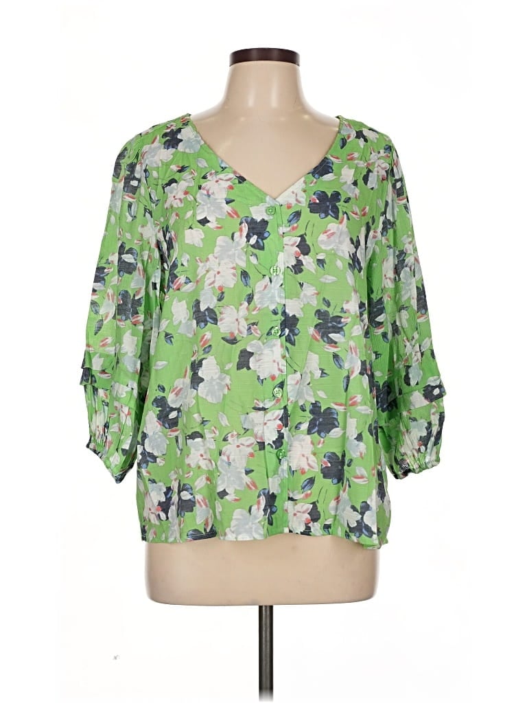 Pre-owned Hope & Harlow 3/4 Sleeve Blouse In Green