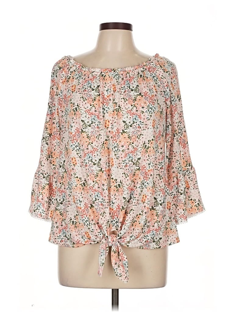 Pre-owned I.n. Studio 3/4 Sleeve Blouse In Pink