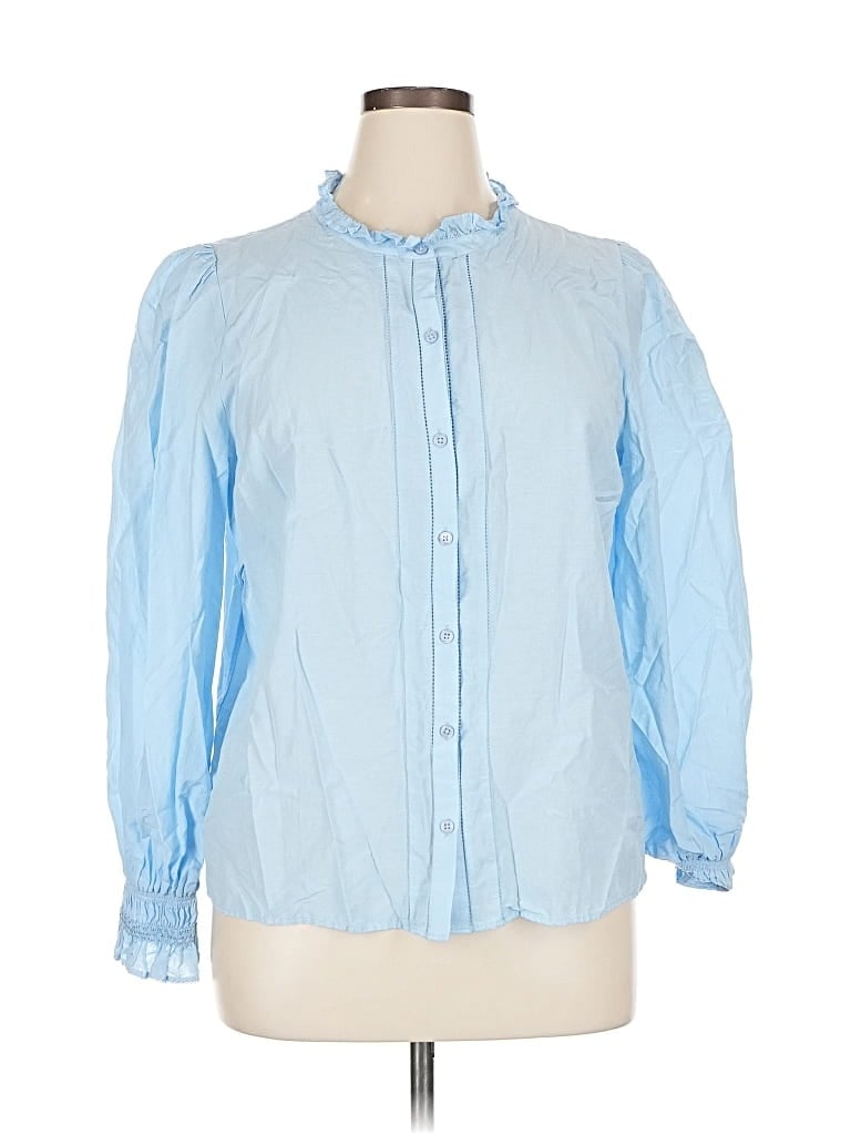 Pre-owned Ann Taylor Long Sleeve Blouse In Blue