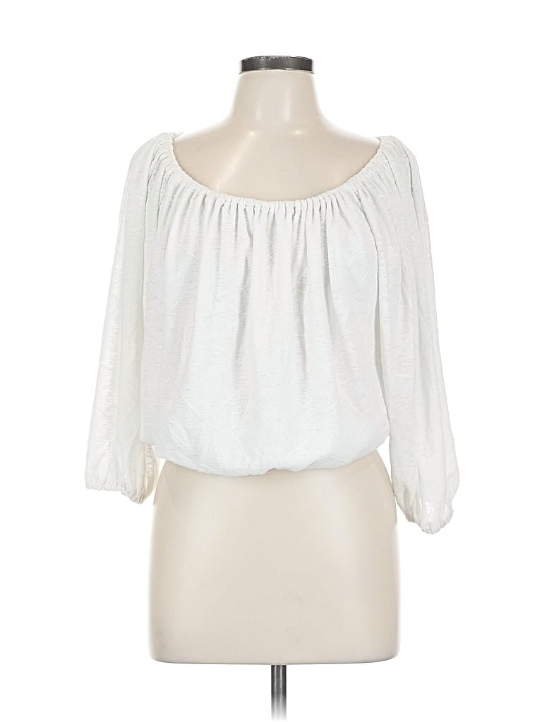 Pre-owned Pink Lily 3/4 Sleeve Blouse In White