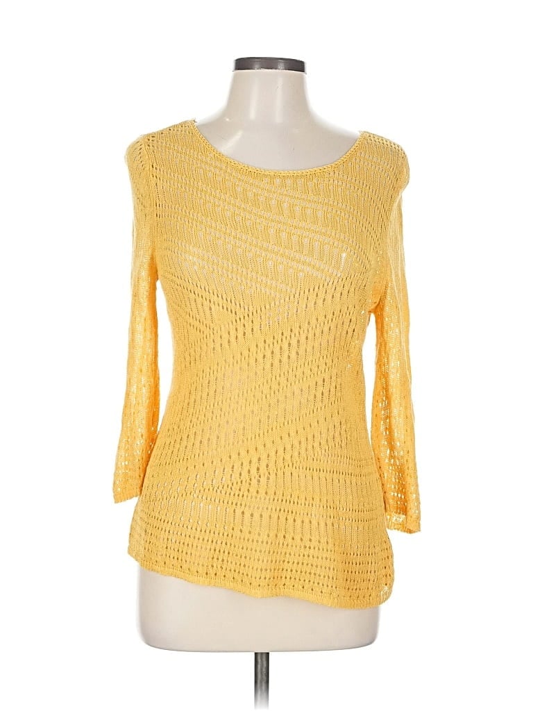 Pre-owned Nic + Zoe Pullover Sweater In Yellow
