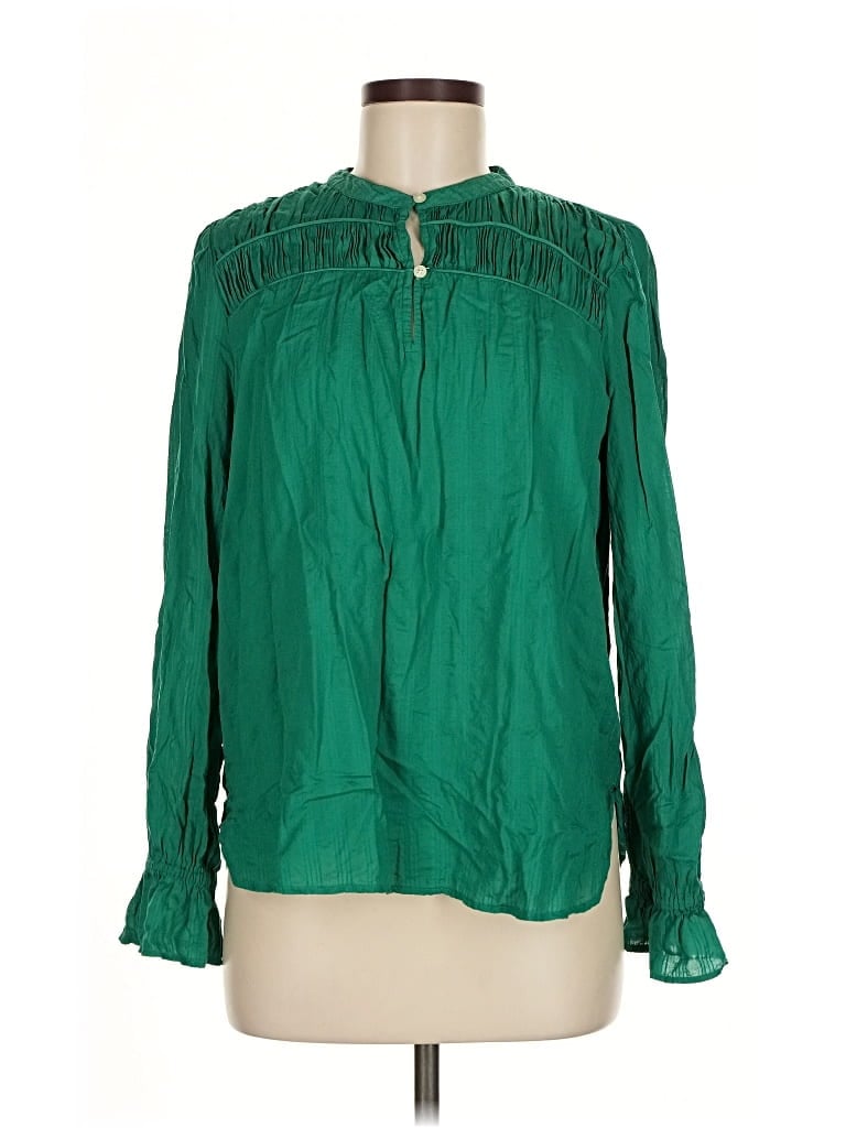 Pre-owned Ann Taylor Loft Long Sleeve Blouse In Green