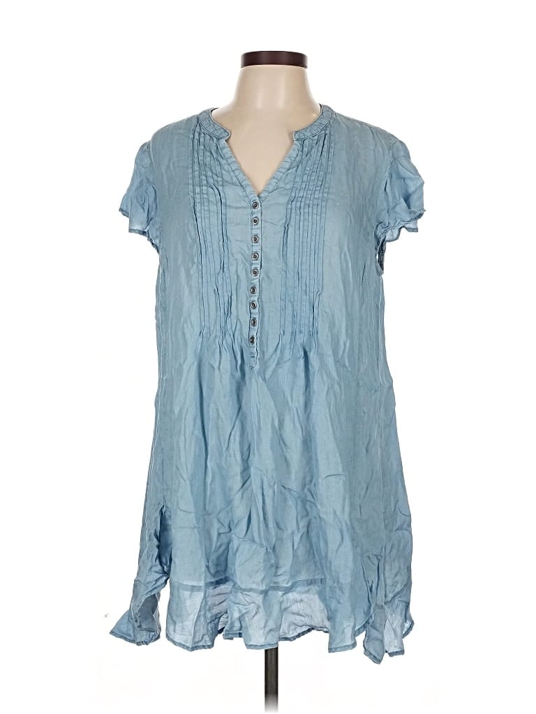 Pre-owned Intro Short Sleeve Blouse In Blue