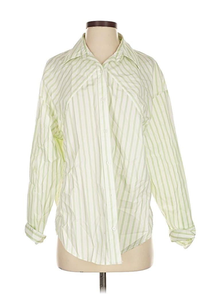 Pre-owned Express Long Sleeve Button Down Shirt In Green