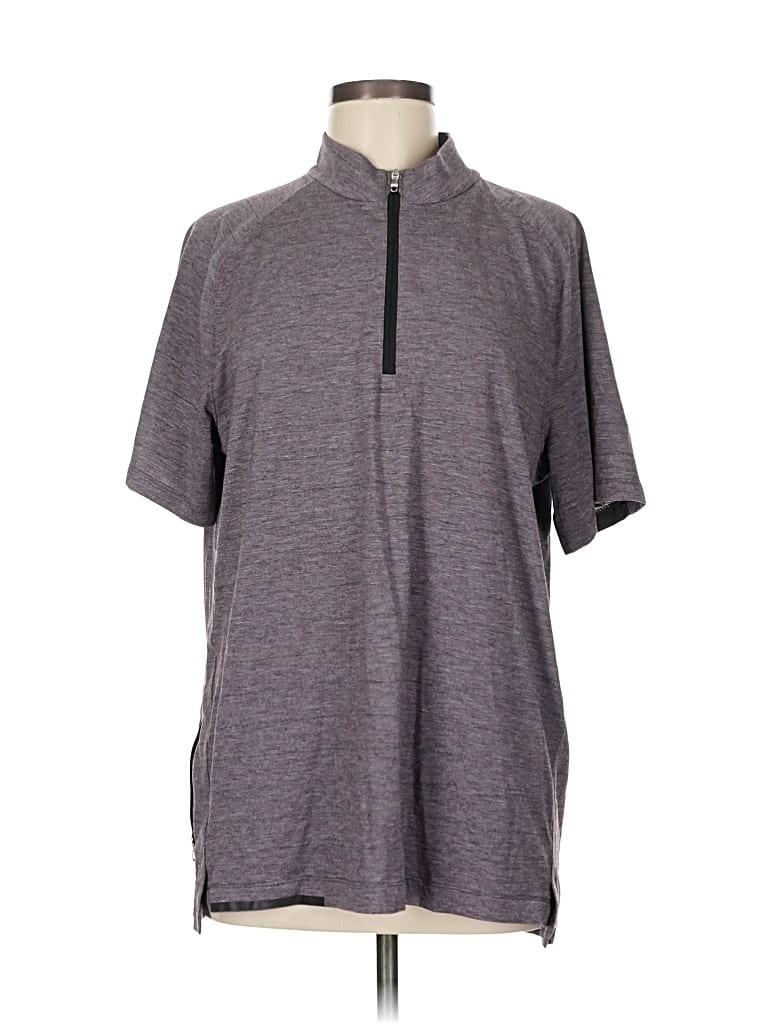 Pre-owned Lululemon Athletica Short Sleeve Henley Shirt In Purple