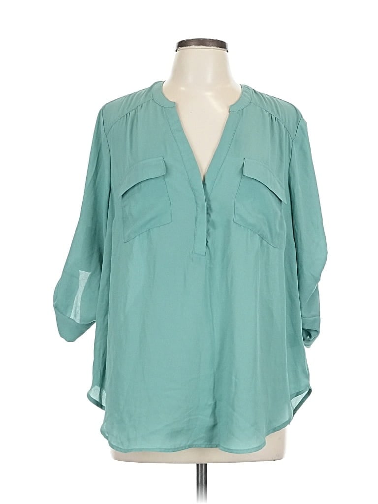 Pre-owned Torrid 3/4 Sleeve Blouse In Blue