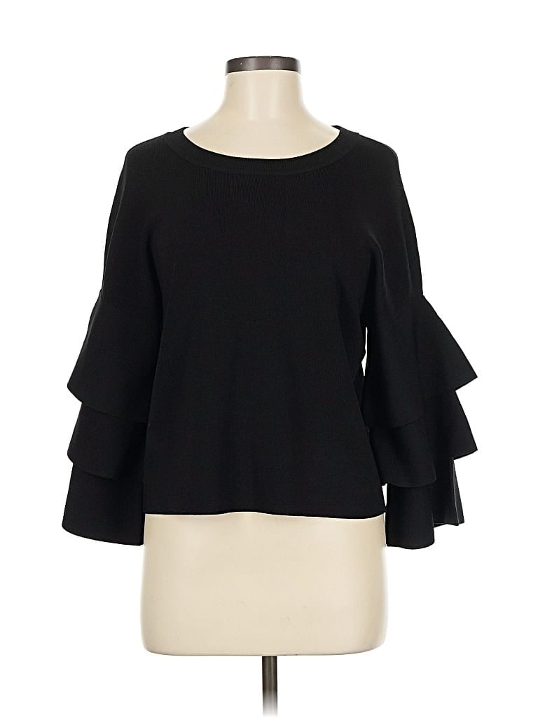 INC INTERNATIONAL CONCEPTS Pre-owned 3/4 Sleeve Top Black Boatneck Tops