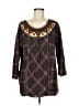etc! Argyle Brown 3/4 Sleeve Blouse Size M - photo 1