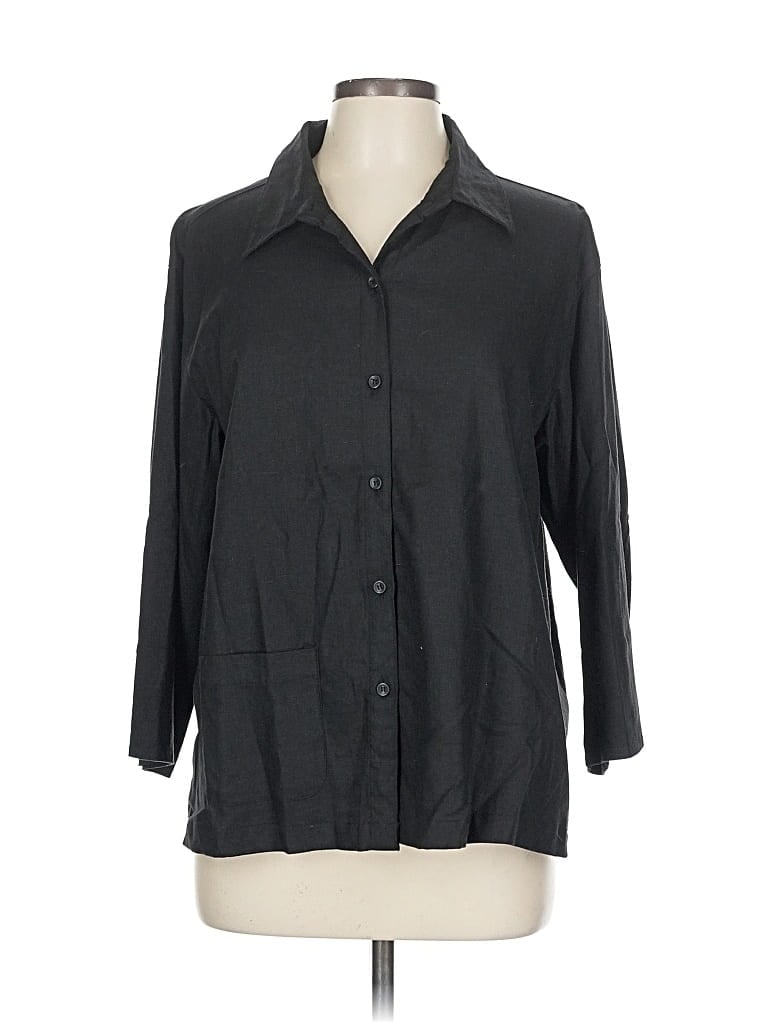 Pre-owned White Stag 3/4 Sleeve Button Down Shirt In Black